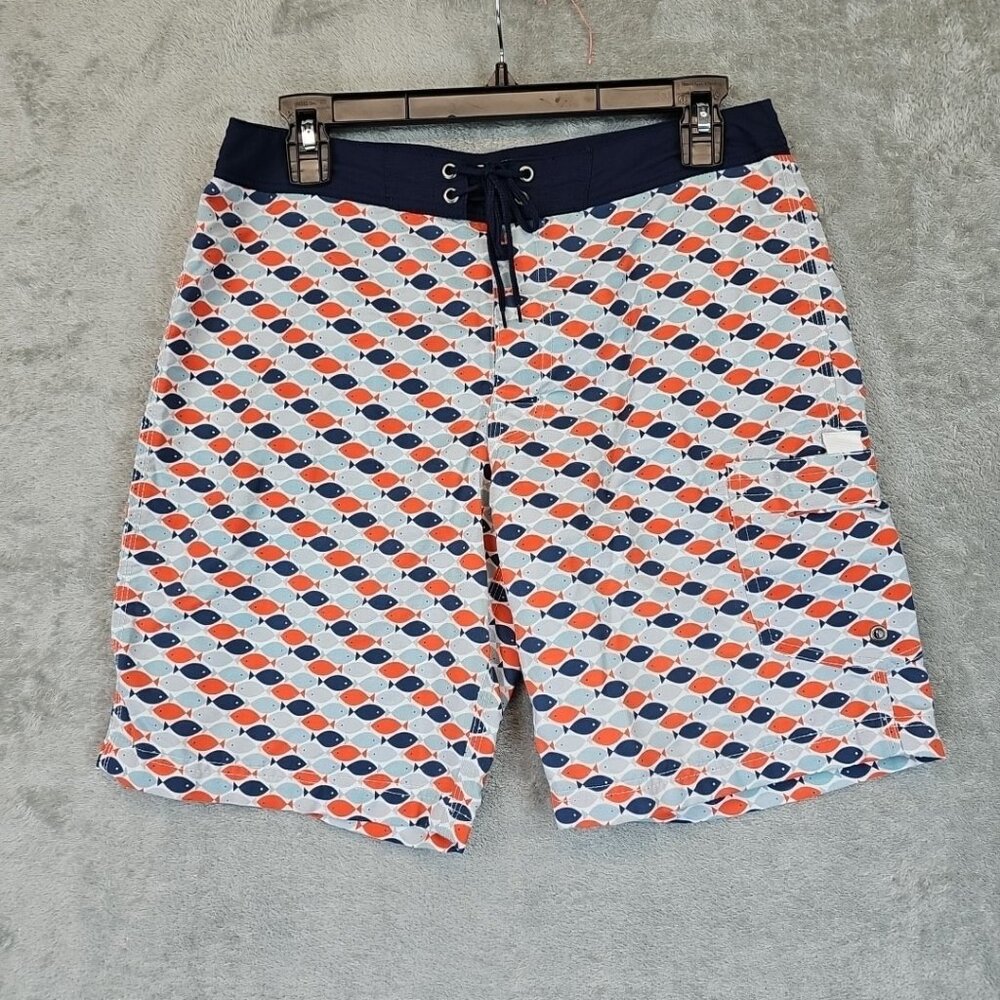J.Crew Swim Trunks Mens Size 29 Multicolor Nautical Fish Print Nylon Board Short
